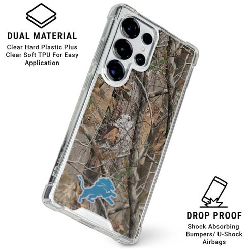 NFL Detroit Lions Realtree AP Camo Galaxy S25 Ultra Clear Case